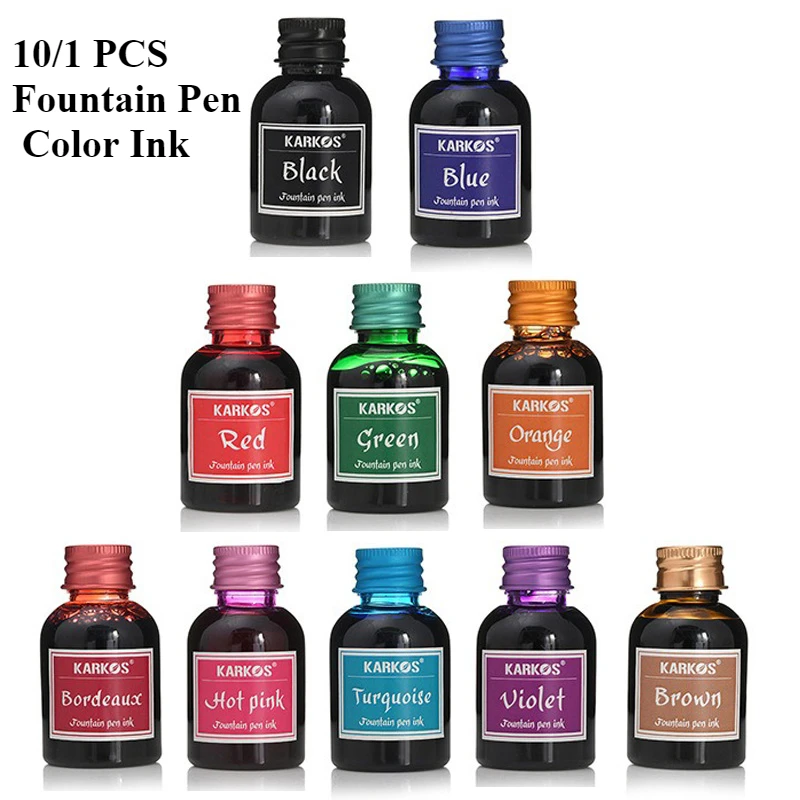Fountain Pen Bottled Ink - 10/1 pçs 30ml várias cores tinta
