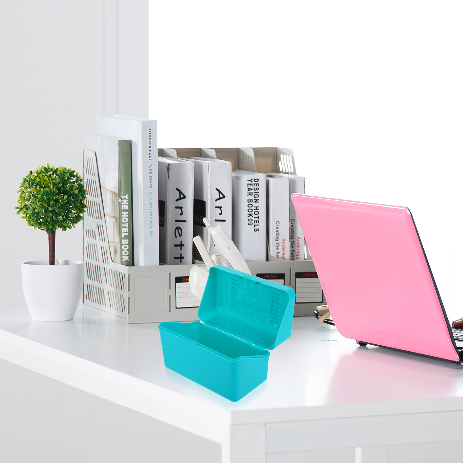 Index Card Holder - 4 Peças Caixa Organizadora de Mesa