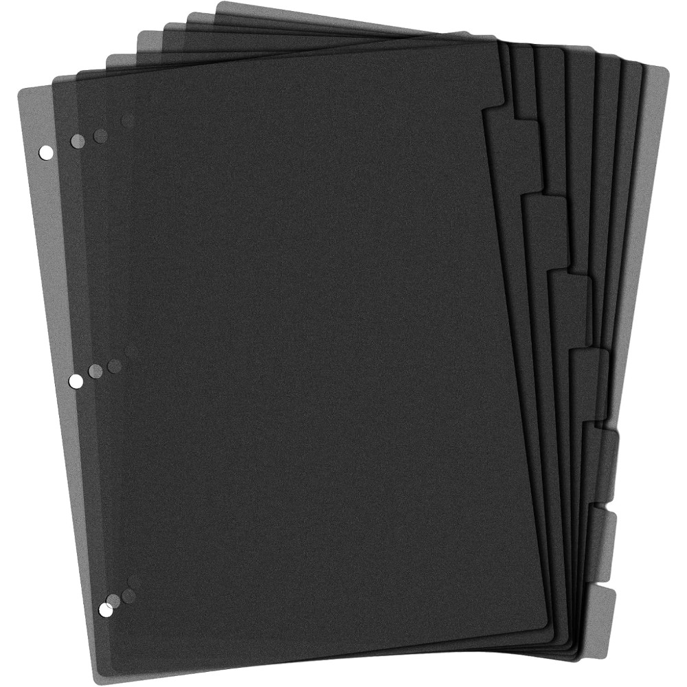 Tab Divider A4 - 8 Divisórias Pretas de Plástico para