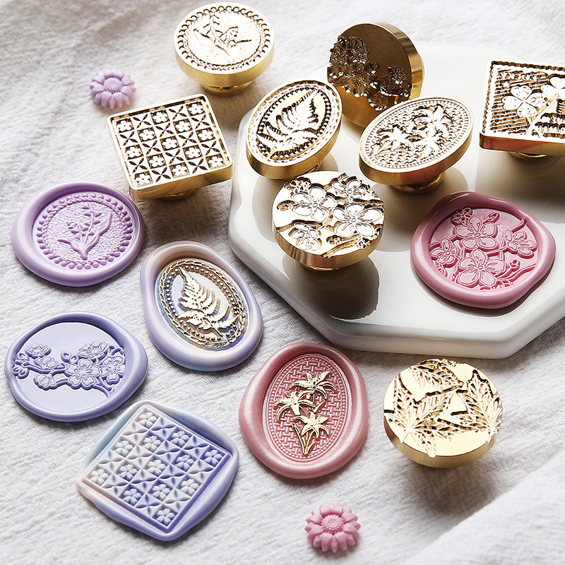 Wax Seal Stamp Set - Selo de cera retrô, flores de