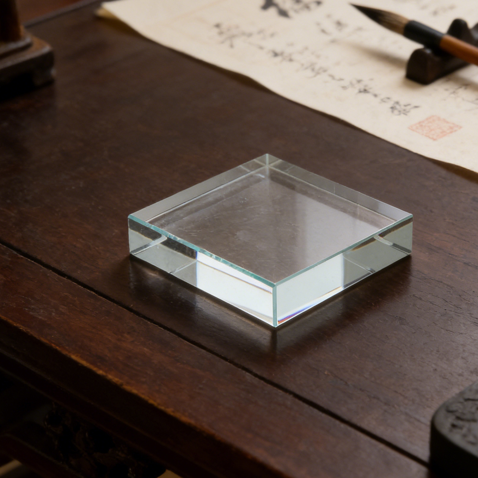 Paper Weight Crystal - Peso de Papel Quadrado Transparente Cristalino