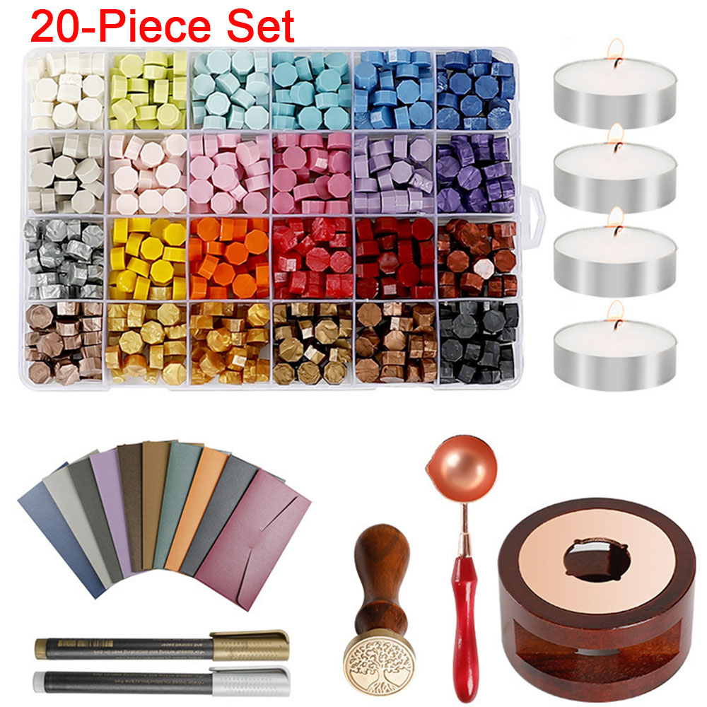 Wax Seal Stamp Set - Conjunto de 20 peças de selos