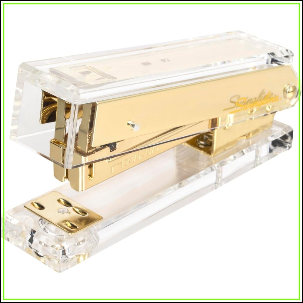 Stapler Half Strip - Grampeador Compacto de Acrílico Transparente Dourado,
