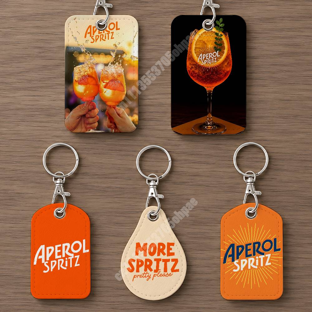 Index Card Holder - Chaveiro de Couro Laranja Prosecco A-Aperol