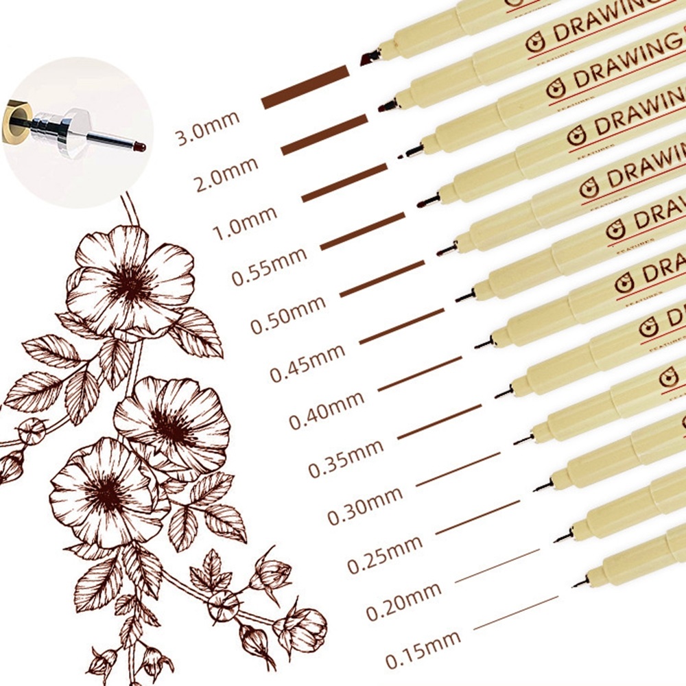 Micro canetas marrom e pretas, - Archive Box Set avaliação e preço