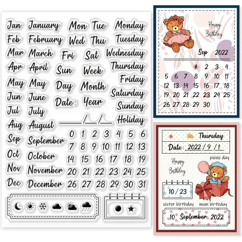 1pc 8.3x5.8in calendário selos - Rubber Date Stamp avaliação e preço