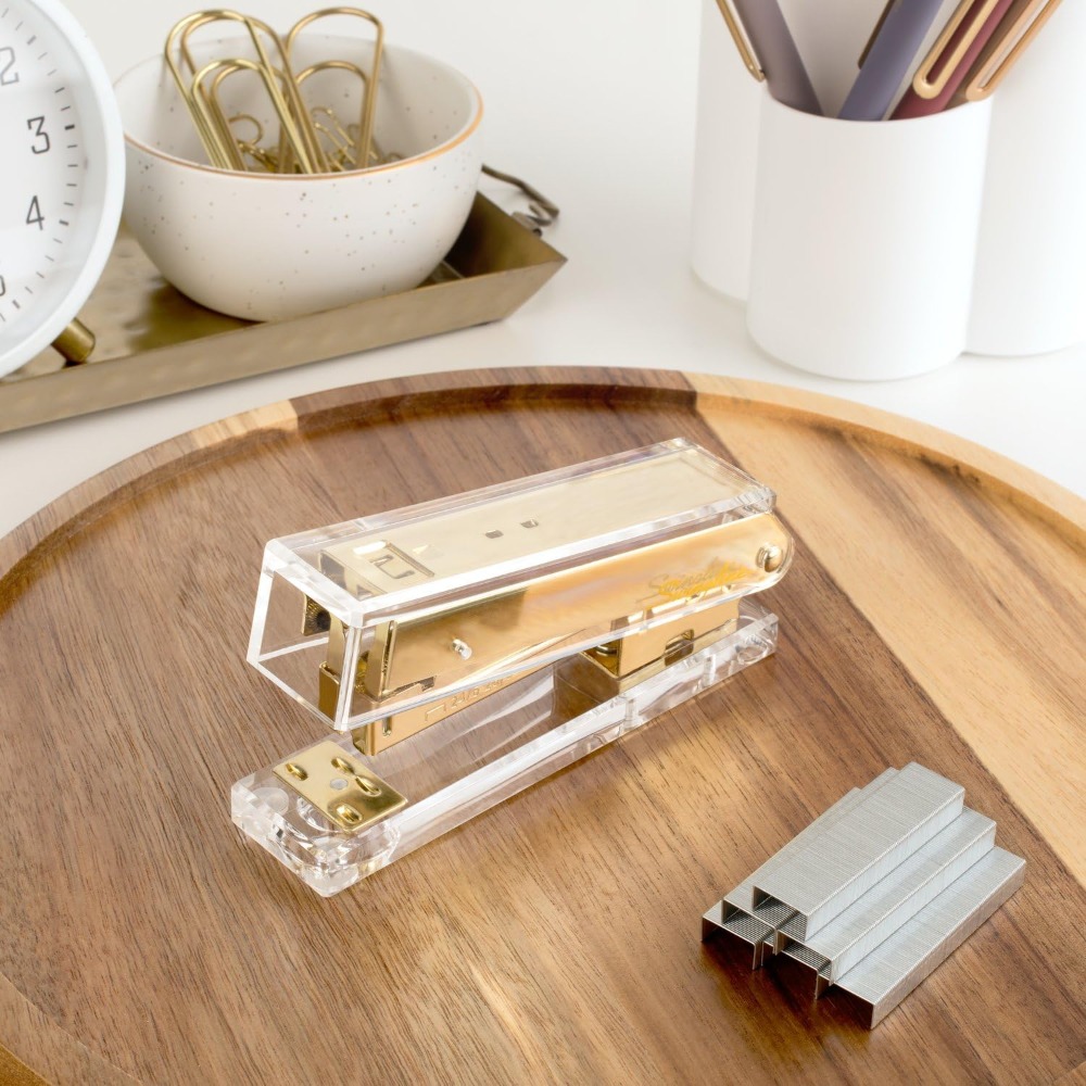 Grampeador Compacto de Acrílic - Stapler Half Strip avaliação e preço