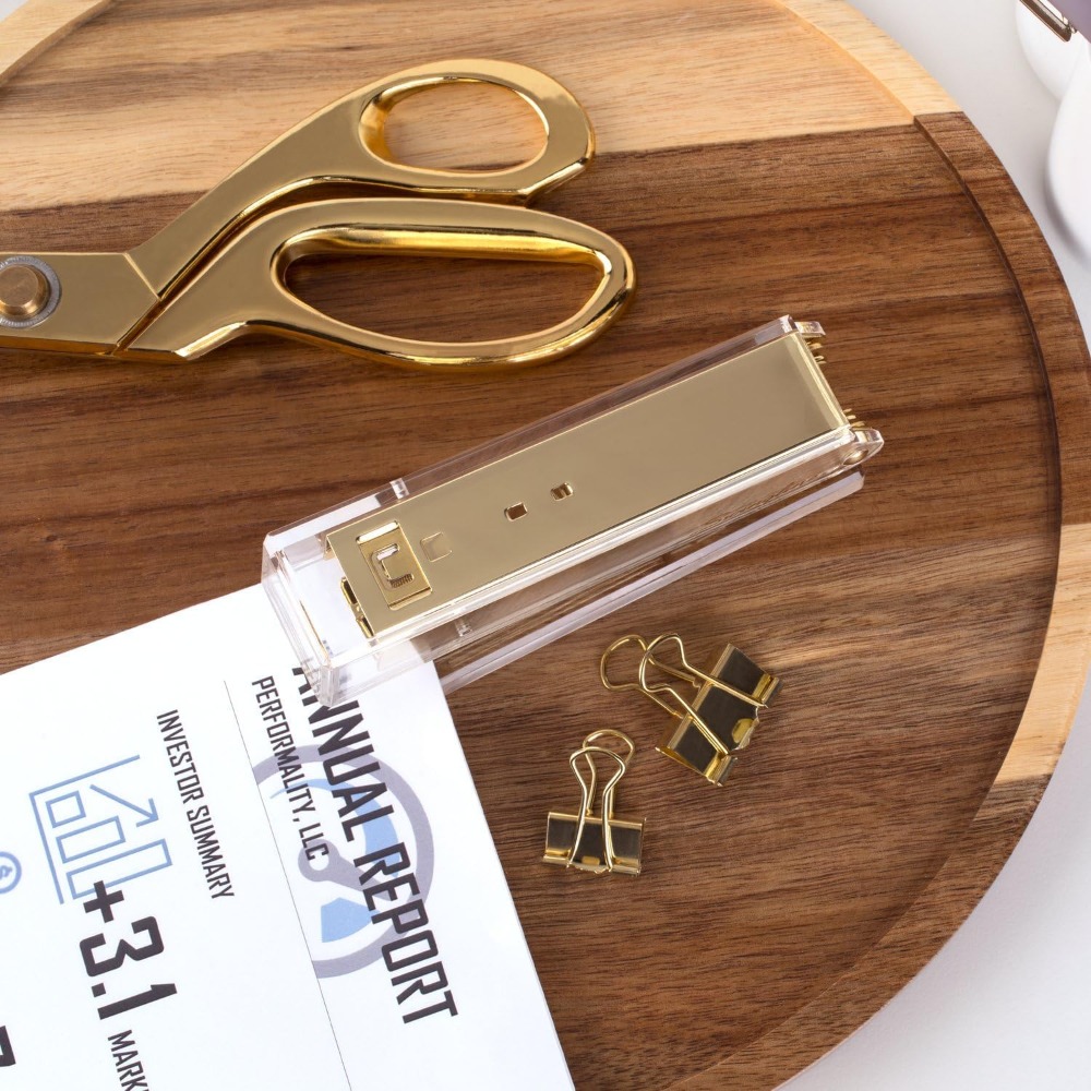 Grampeador Compacto de Acrílic - Stapler Half Strip avaliação e preço