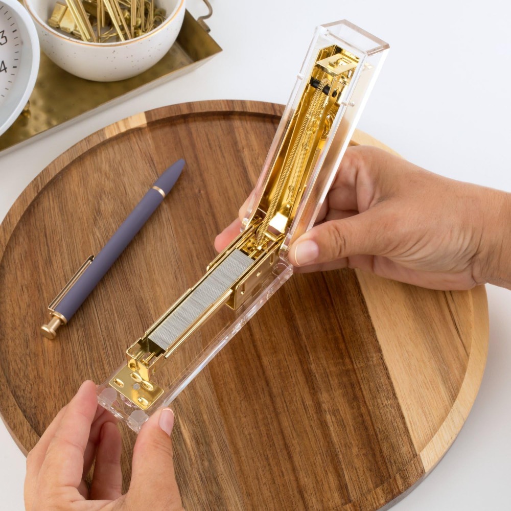 Grampeador Compacto de Acrílic - Stapler Half Strip avaliação e preço